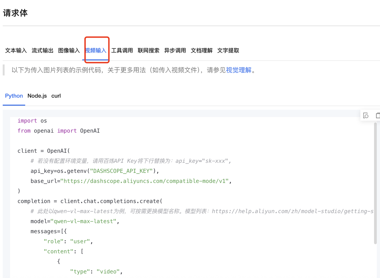 vl模型视频输入